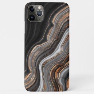 Capa Para iPhone 11 Pro Max Cobre e Vestígios Dourados na Textura de Mármore