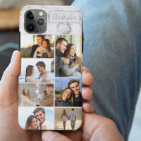 Colagem de 7 Fotos Personalizadas em Mármore Cinza