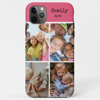 Capa Para iPhone 11 Pro Max Colagem de Fotografias da Família Cor-de-Rosa 4 Ca