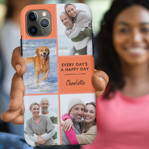 Capa Para iPhone 11 Pro Max Colagem de Fotografias Personalizada 4 com Laranja