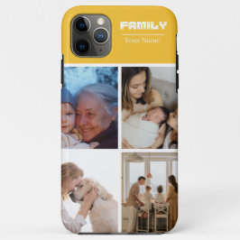 Capa Para iPhone 11 Pro Max Colagem de Fotos da Família laranja 4 Fotos