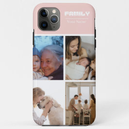 Capa Para iPhone 11 Pro Max Colagem de Fotos da Família rosa 4 Fotos