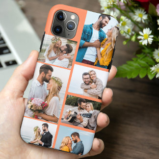 Capa Para iPhone 11 Pro Max Colagem de Fotos Laranja na Moda 7