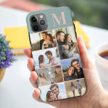 Capa Para iPhone 11 Pro Max Colagem de Fotos Monogramas 7 em Verde<br><div class="desc">Capas de iphone de colagem de fotos monograma que você pode personalizar com 7 de suas fotos favoritas e suas iniciais. O modelo está pronto para que você adicione suas fotos, trabalhando de cima para baixo no lado esquerdo e de cima para baixo no lado direito. A design tem um...</div>