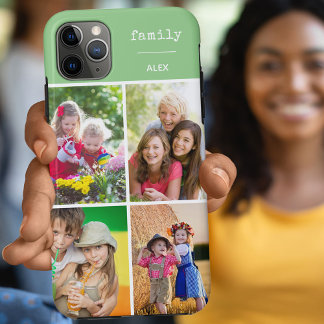Capa Para iPhone 11 Pro Max Colagem de Fotos Personalizadas Família Verde 4
