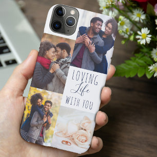 Capa Para iPhone 11 Pro Max Colagem de Fotos Romântica Amando a Vida com Você 