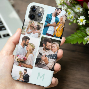 Capa Para iPhone 11 Pro Max Colar de 5 Fotos Monogramadas Seafoam