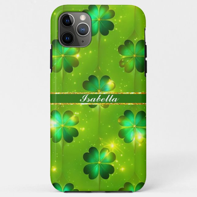 Capa Para iPhone 11 Pro Max Coleção de Dia de São Patrício Popular Verde (Verso)
