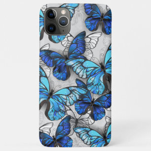Capa Para iPhone 11 Pro Max Composição de Borboletas Brancas e Azuis