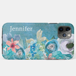 Capa Para iPhone 11 Pro Max Cor de água rosa e lacrimejante floral personaliza