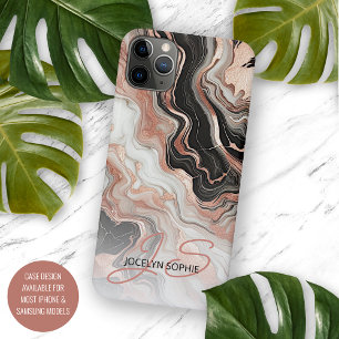 Capa Para iPhone 11 Pro Max Cor-de-rosa-Cinza-preta Rosa Dourada Mármaco