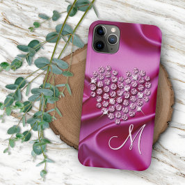 Capa Para iPhone 11 Pro Max Coração de Arte Personalizado com Diamantes Reluze