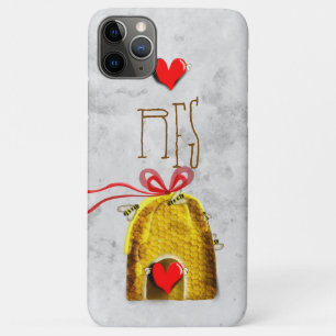 CAPA PARA iPhone 11 PRO MAX CORAÇÕES DE ABELHA MONOGRAMA