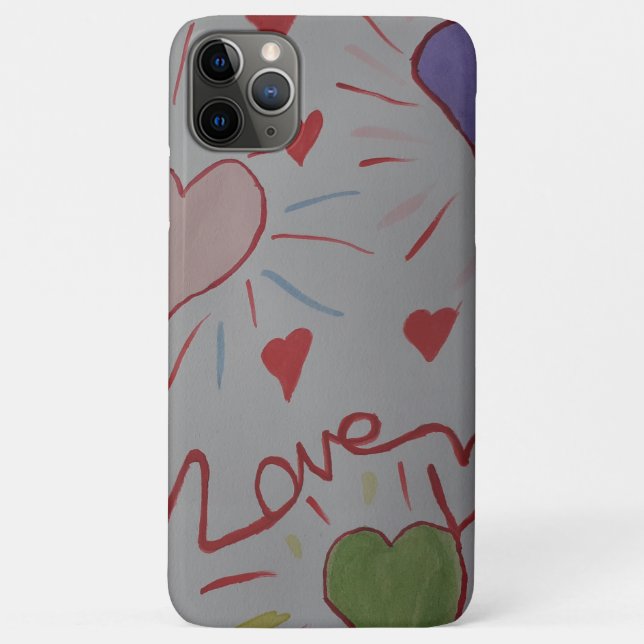 Capa Para iPhone 11 Pro Max Corações de Amor (Verso)