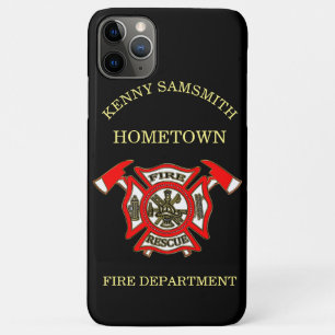 Capa Para iPhone 11 Pro Max Corpo De Bombeiros Dourado E Crachá Vermelho Com E