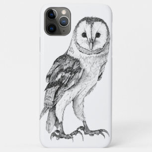 Capa Para iPhone 11 Pro Max Coruja-De-Barn - Desenho Na Caneta Preta