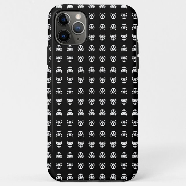 Capa Para iPhone 11 Pro Max crânio assustador em um fundo preto (Verso)