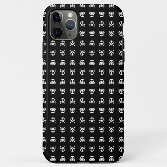 Capa Para iPhone 11 Pro Max crânio assustador sobre fundo negro (Verso)