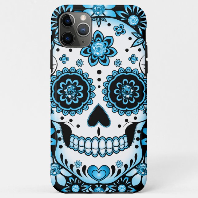 Capa Para iPhone 11 Pro Max Crânio Azul (Verso)