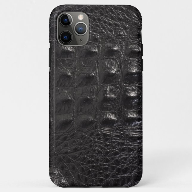 Capa Para iPhone 11 Pro Max Crocodilo Preto Moderno (Verso)
