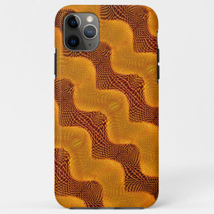 Capa Para iPhone 11 Pro Max Curva laranja e pontos de ourados sobre marrom