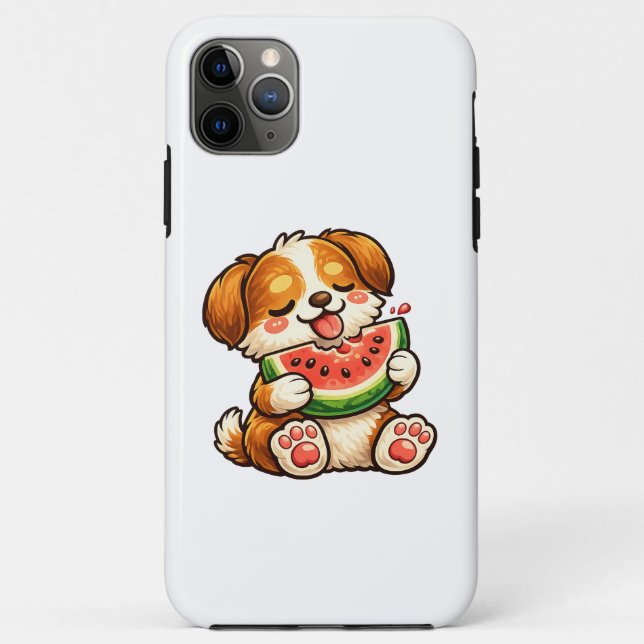Capa Para iPhone 11 Pro Max Cute Dog Watermelon (Verso)