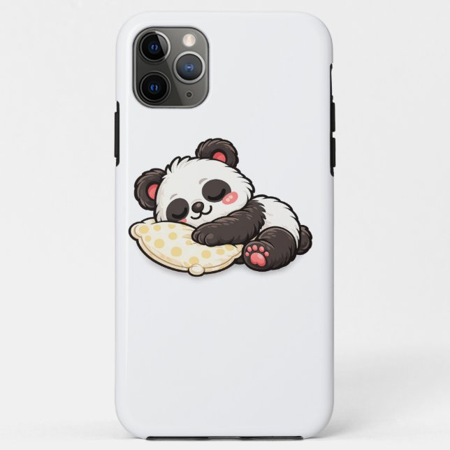 Capa Para iPhone 11 Pro Max Cute Sleeping Panda with Pillow (Verso)