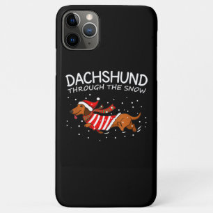 Capa Para iPhone 11 Pro Max Dachshund Através Do Natal Engraçado Da Neve
