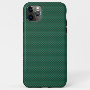 Capa Para iPhone 11 Pro Max Decor de Estilo de Fibra de Carbono Verde Teal
