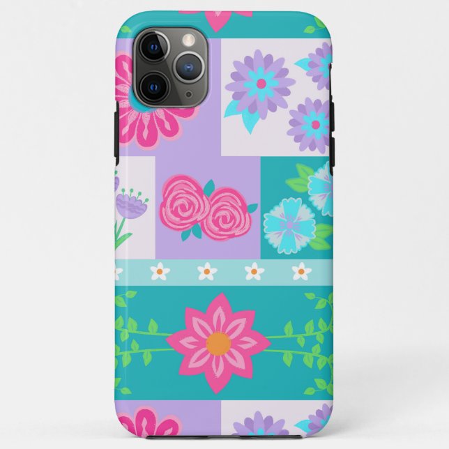 Capa Para iPhone 11 Pro Max Design de Flores Vibrantes em Flor (Verso)