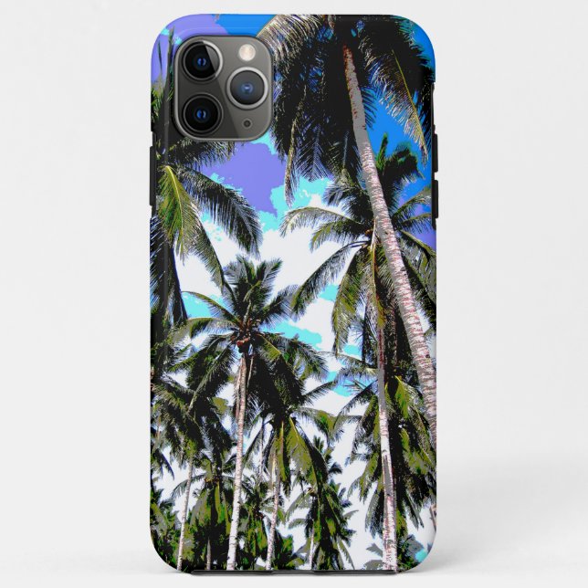Capa Para iPhone 11 Pro Max Design de Palmeiras Tropicais (Verso)
