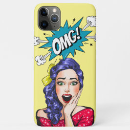 Capa Para iPhone 11 Pro Max Diversão design Vintage pop de arte OMG Amarelo co