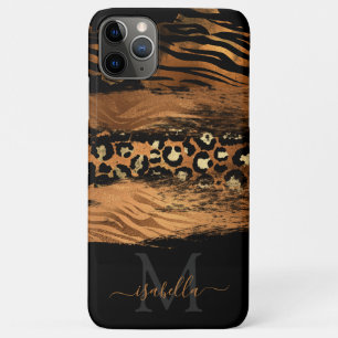 Capa Para iPhone 11 Pro Max Diversão Moderno Glitter de Cobre Monogramado