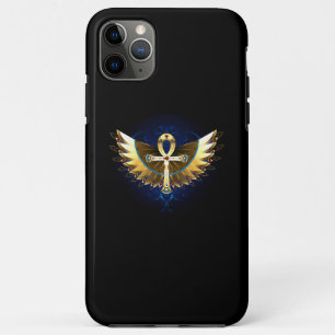 Capa Para iPhone 11 Pro Max Dourada Ankh com Asas