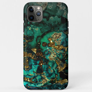 Capa Para iPhone 11 Pro Max Dourado brilho metálico no mármore negro da Esmera