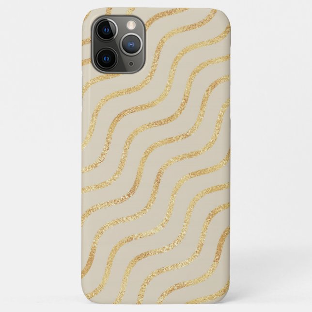 Capa Para iPhone 11 Pro Max Dourado Chevron em Taupe (Verso)