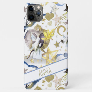 Capa Para iPhone 11 Pro Max *~* Dourado Glitter Fairly Moon Stars Heart Castle