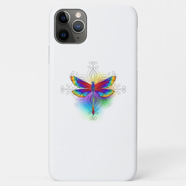 Capa Para iPhone 11 Pro Max Dragonfly Poligonal (Verso)