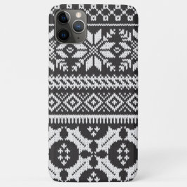 Capa Para iPhone 11 Pro Max Edulcorador de Isle Knit, Feira Branca, Preta