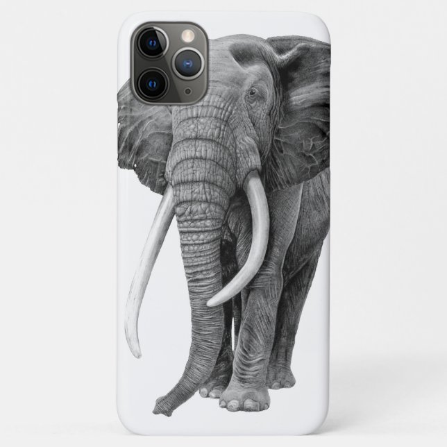 Capa Para iPhone 11 Pro Max Elefante-touro - Desenho a lápis (Verso)