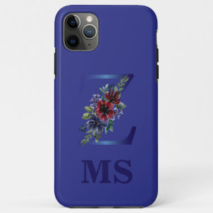 Capa Para iPhone 11 Pro Max elegante aquarela de um buquê floral vermelho e az