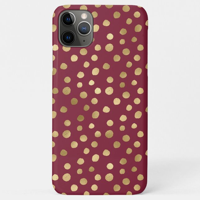Capa Para iPhone 11 Pro Max Elegante Chita Dourada Metálico Borgona (Verso)