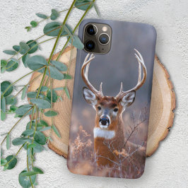 Capa Para iPhone 11 Pro Max Elegante Fotografia de Veado de Cauda Branca na Te