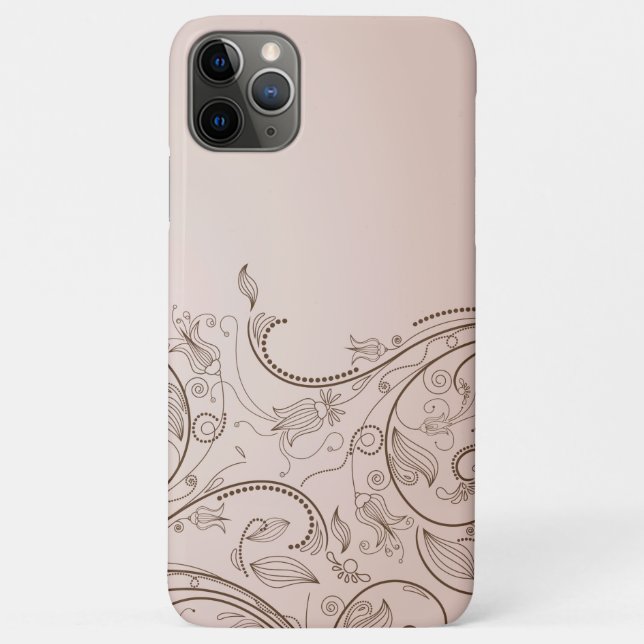Capa Para iPhone 11 Pro Max Elegante Redemoinho Floral (Verso)