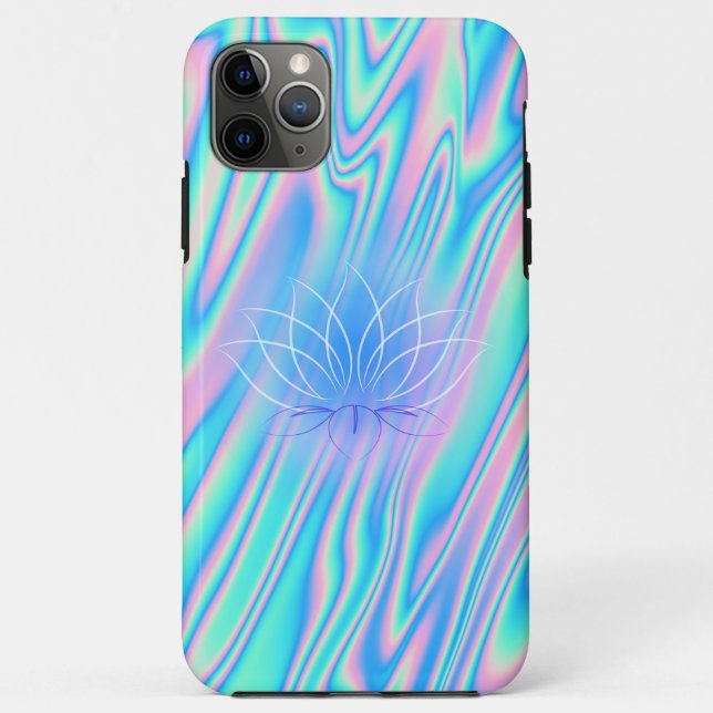 Capa Para iPhone 11 Pro Max Elegante Trendy Lotus Holographic (Verso)