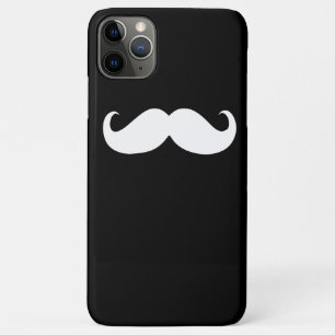 Capa Para iPhone 11 Pro Max Engraçado bigode branco em fundo preto