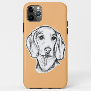 Capa Para iPhone 11 Pro Max esboço desenhado à mão de dachshund cachorro filho