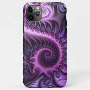 Capa Para iPhone 11 Pro Max Espiral De Arte Fractal, Rosa Legal, Viva Abstrato