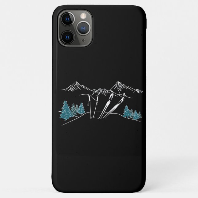 Capa Para iPhone 11 Pro Max Esportes de inverno em cena de esqui (Verso)