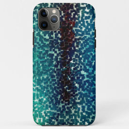 Capa Para iPhone 11 Pro Max Estilo de mosaico azul neon sobre vidro martelado 